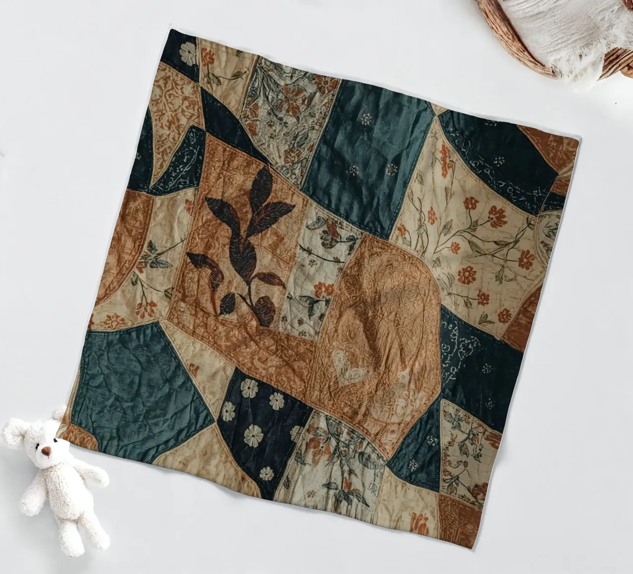 Patchwork quilt met bloem- en abstracte patronen fleecedeken van DesignDoodle