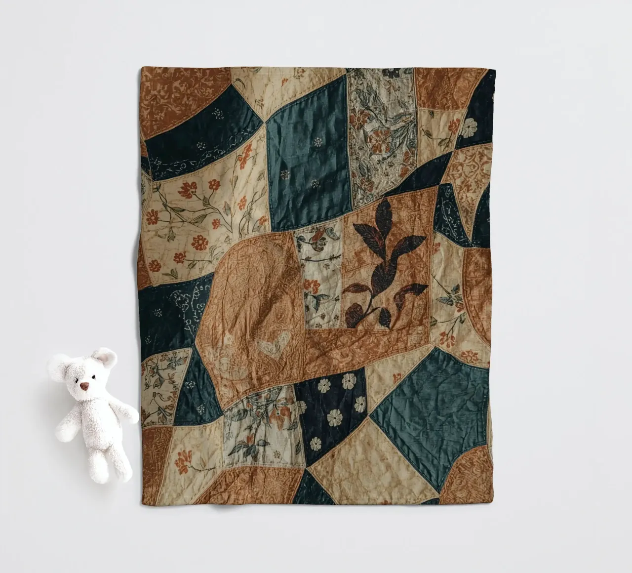 Patchwork quilt met bloem- en abstracte patronen fleecedeken van DesignDoodle