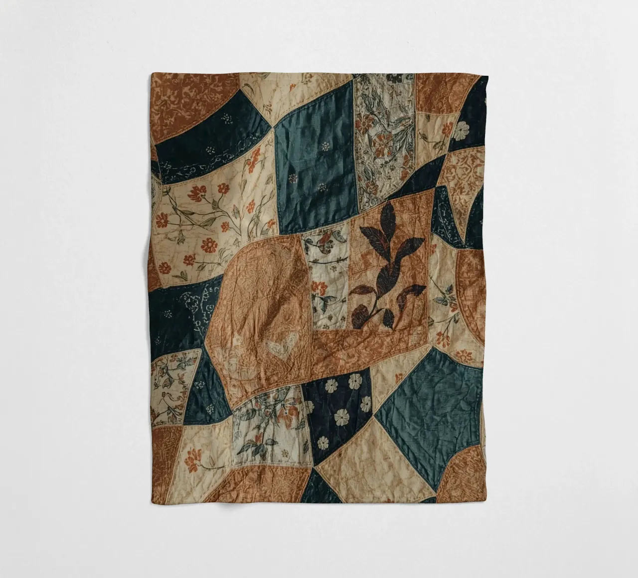 Patchwork quilt met bloem- en abstracte patronen fleecedeken van DesignDoodle