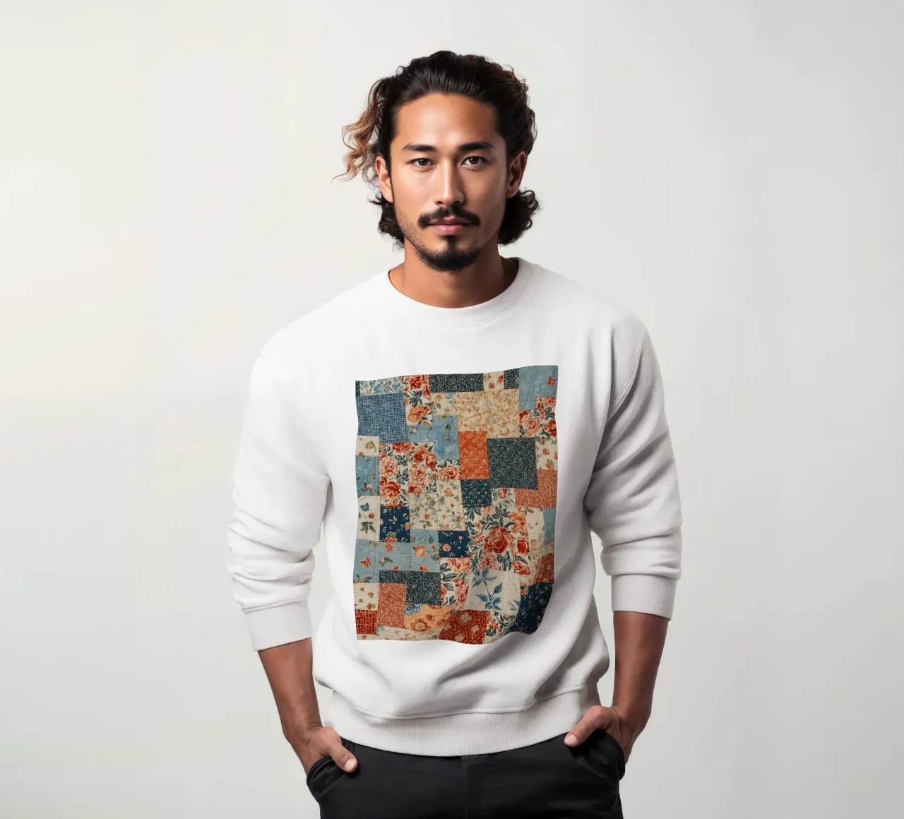 Patchwork-Quilt mit floralen und geometrischen Mustern Sweatshirt von DesignDoodle