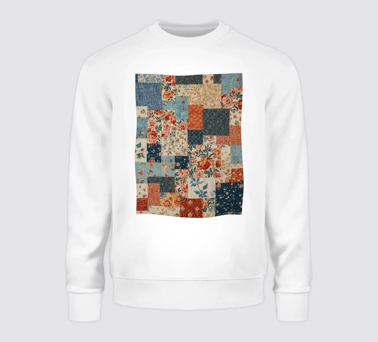 Trapunta patchwork con motivi floreali e geometrici felpa da DesignDoodle