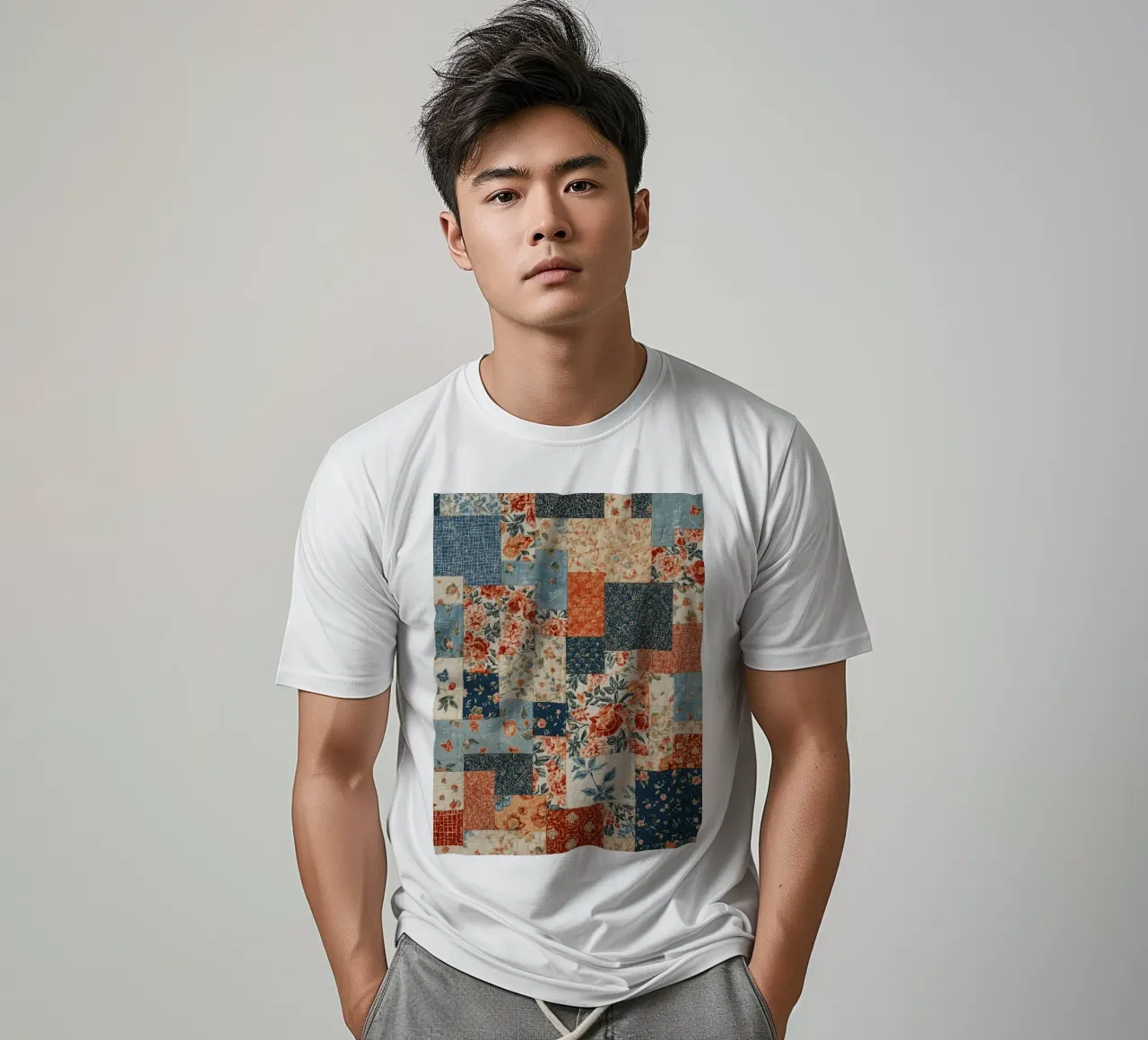 Patchwork-Quilt mit floralen und geometrischen Mustern T-Shirt von DesignDoodle