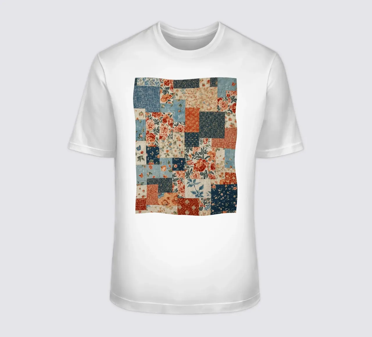 Patchwork-Quilt mit floralen und geometrischen Mustern T-Shirt von DesignDoodle
