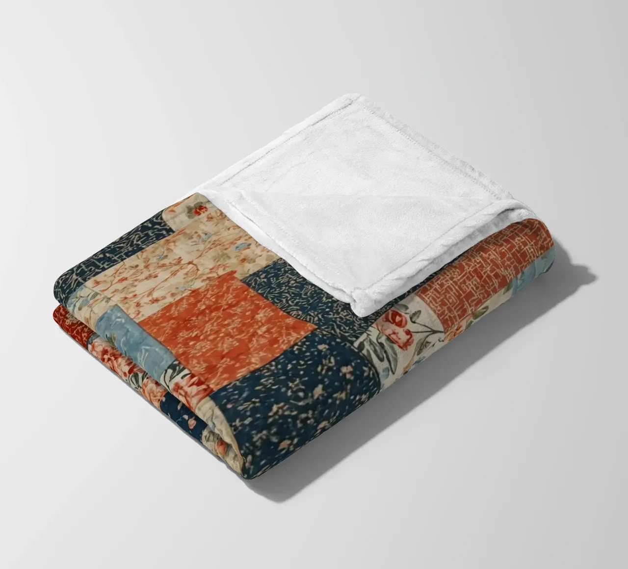 Patchwork-Quilt mit floralen und geometrischen Mustern Fleecedecke von DesignDoodle