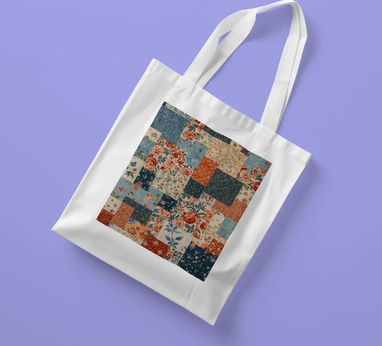 Patchwork Quilt with Floral and Geometric Patterns tote bag by DesignDoodle