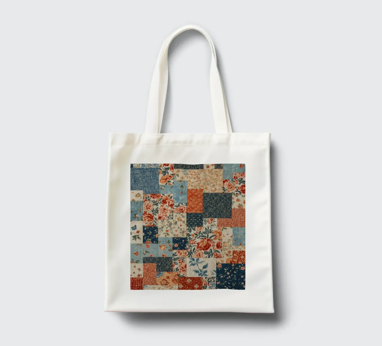 Patchwork Quilt with Floral and Geometric Patterns tote bag by DesignDoodle