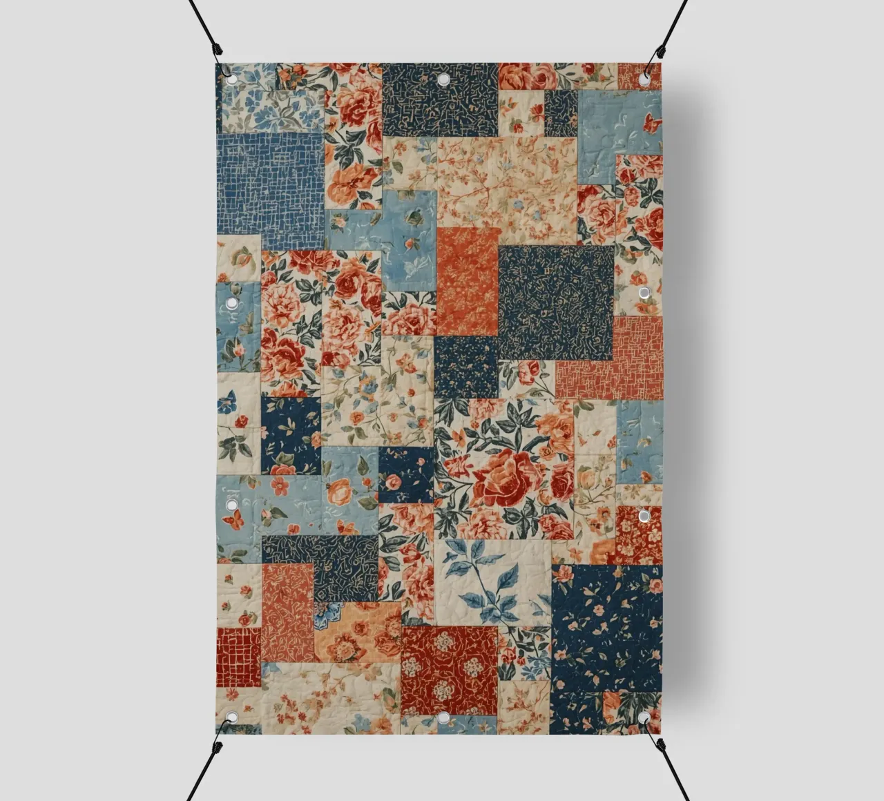 Trapunta patchwork con motivi floreali e geometrici telo in pvc da DesignDoodle