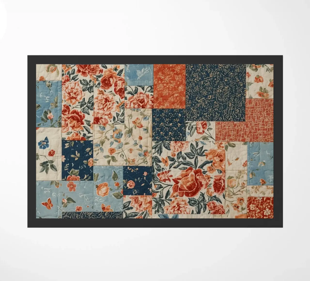 Patchwork Quilt with Floral and Geometric Patterns doormat by DesignDoodle