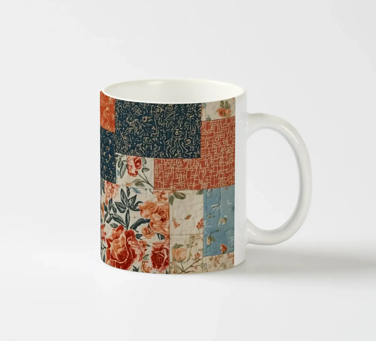 Trapunta patchwork con motivi floreali e geometrici tazza in ceramica da DesignDoodle