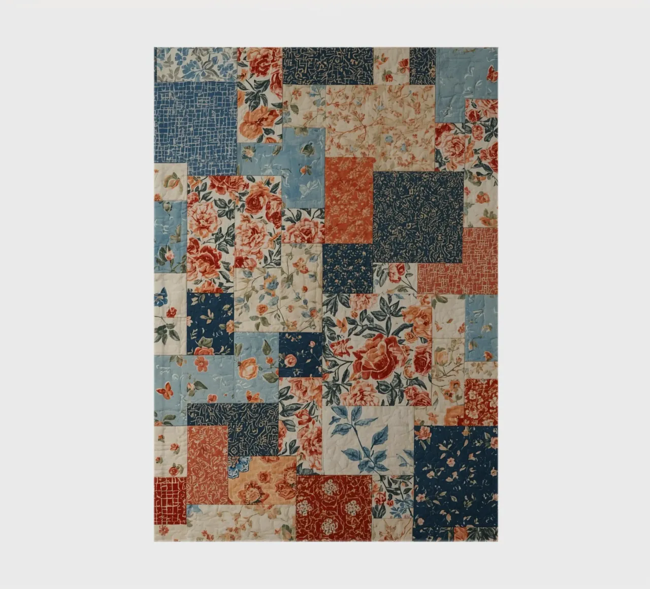 Patchwork Quilt with Floral and Geometric Patterns notebook by DesignDoodle