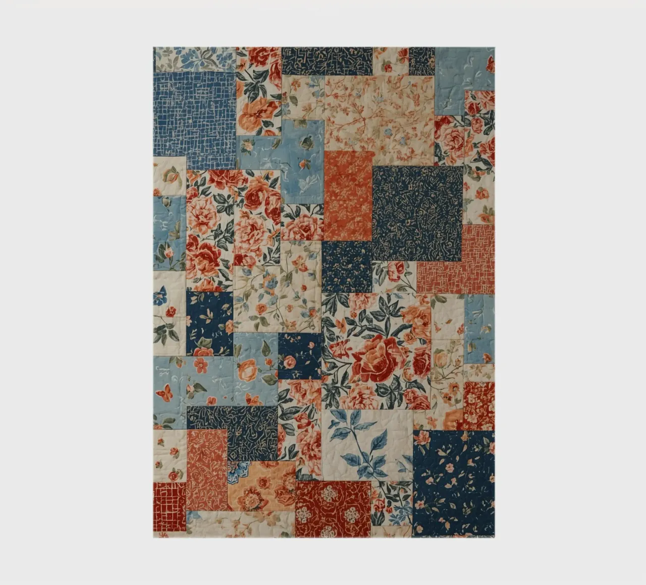 Patchwork Quilt with Floral and Geometric Patterns notebook by DesignDoodle