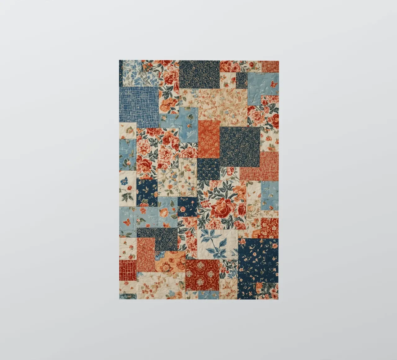 Patchwork Quilt with Floral and Geometric Patterns sticker by DesignDoodle