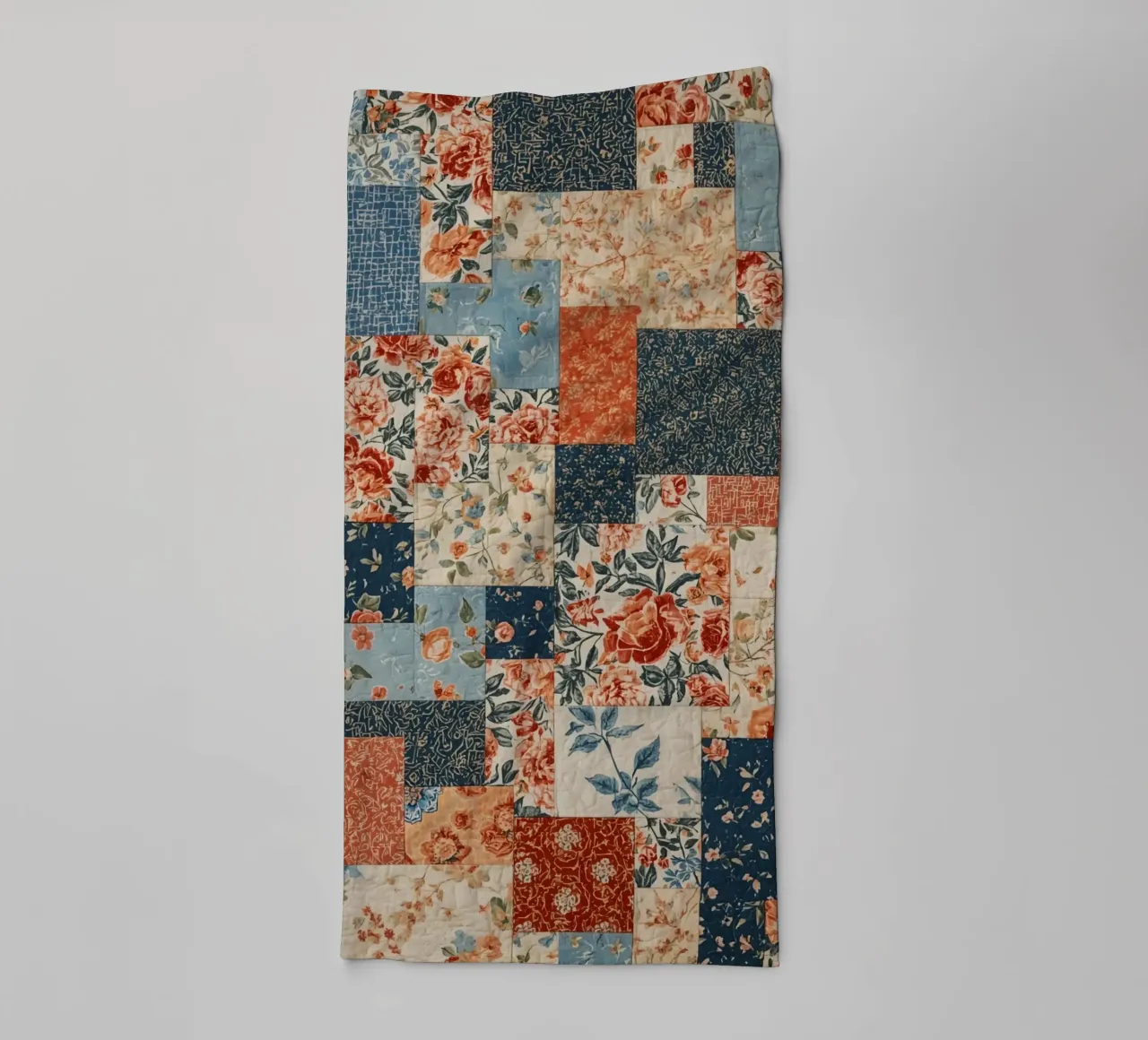 Patchwork Quilt with Floral and Geometric Patterns towel by DesignDoodle