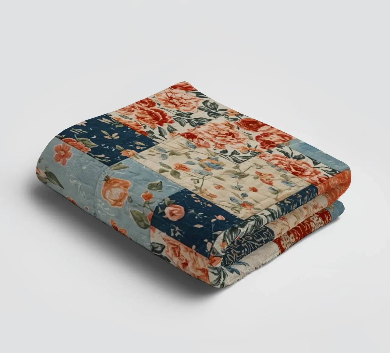 Patchwork Quilt with Floral and Geometric Patterns towel by DesignDoodle