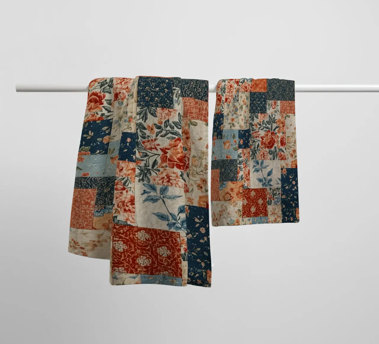 Patchwork Quilt with Floral and Geometric Patterns towel by DesignDoodle