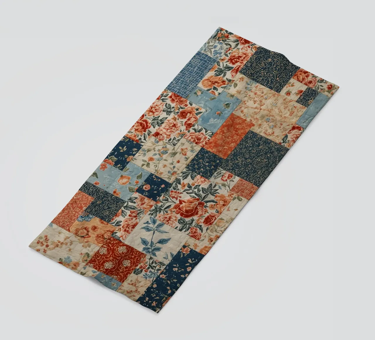 Patchwork Quilt with Floral and Geometric Patterns beach towel by DesignDoodle