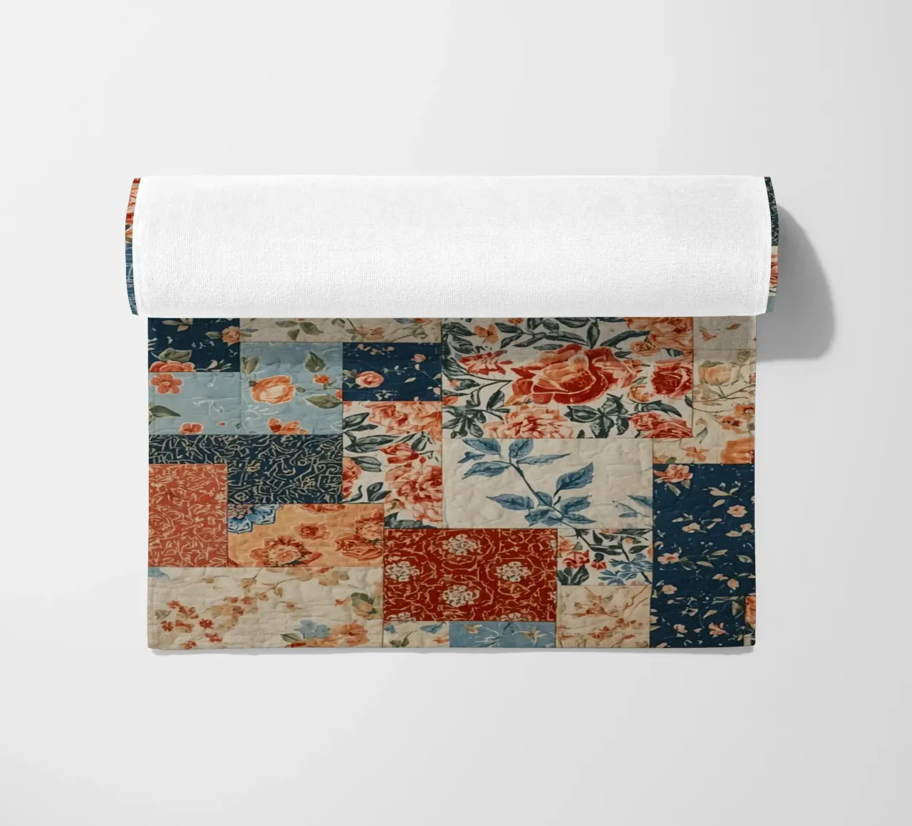 Trapunta patchwork con motivi floreali e geometrici telo mare da DesignDoodle