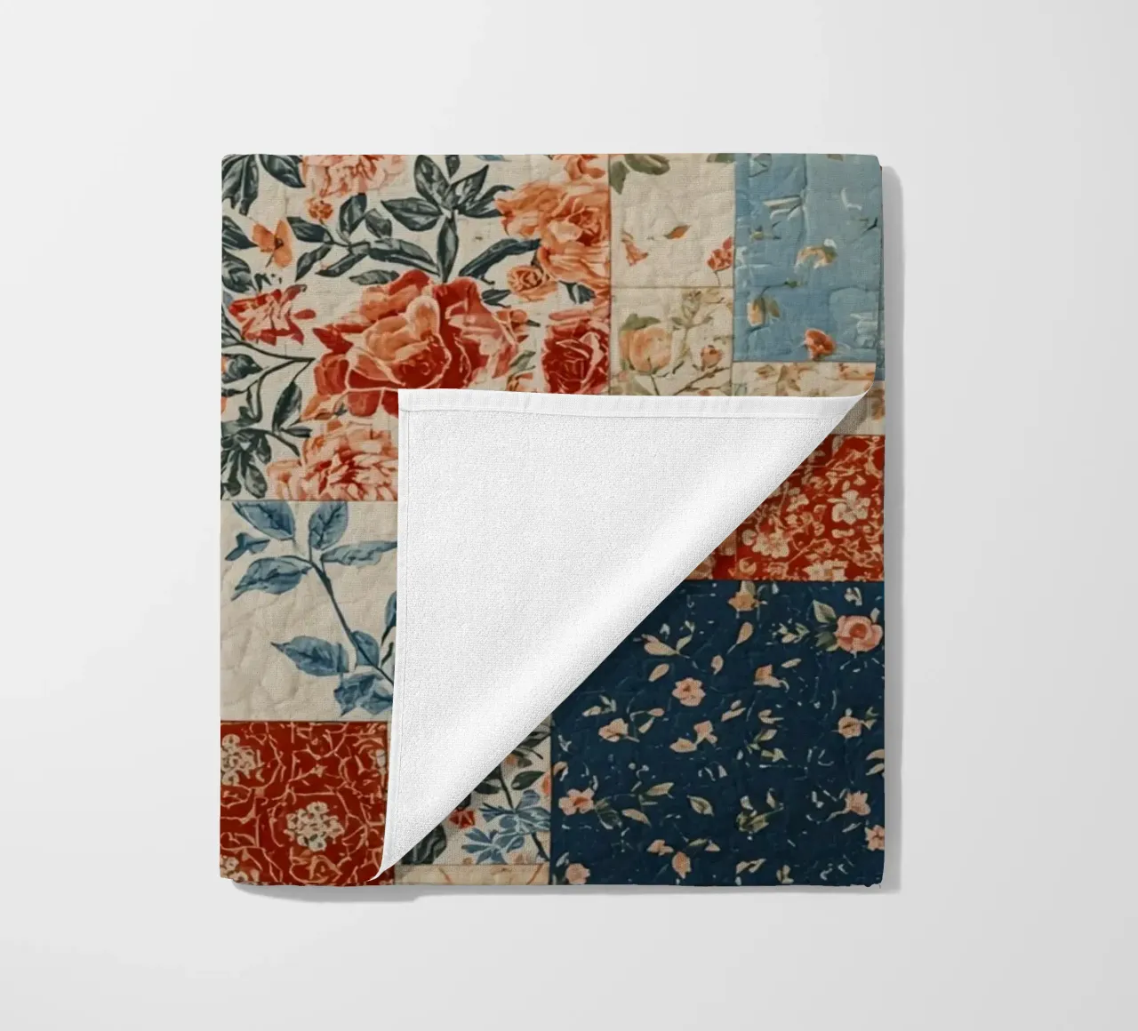 Patchwork Quilt with Floral and Geometric Patterns beach towel by DesignDoodle