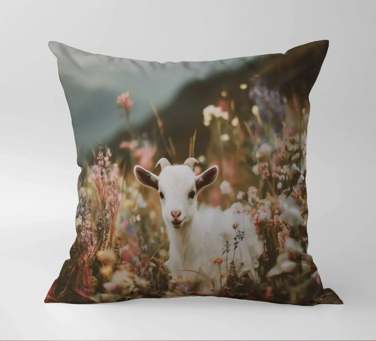 Goat In Bloom cuscino da treechild