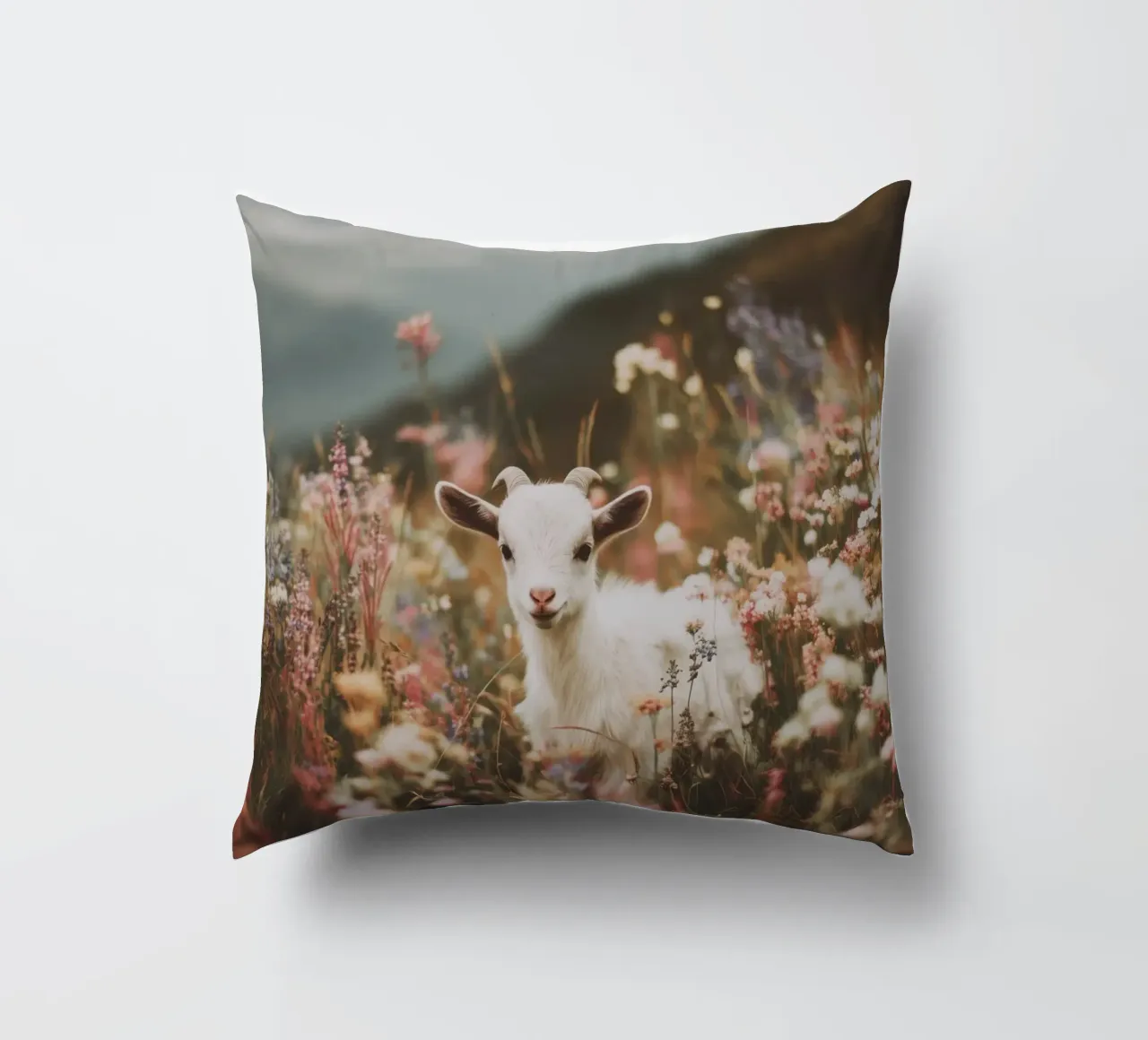 Goat In Bloom cuscino da treechild