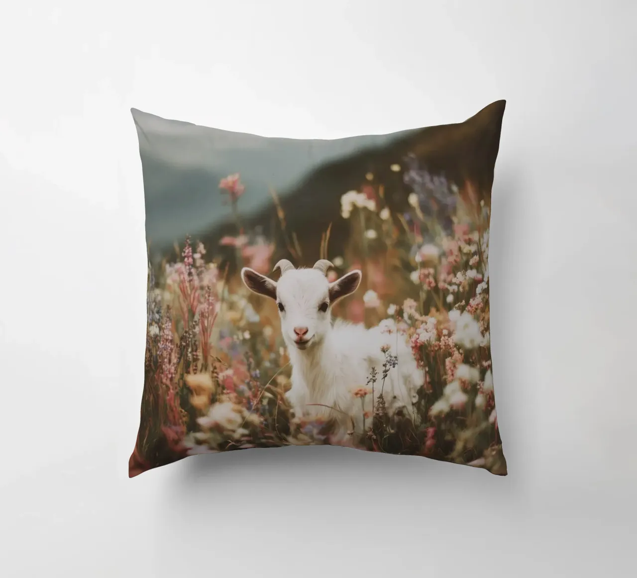 Goat In Bloom cuscino da treechild