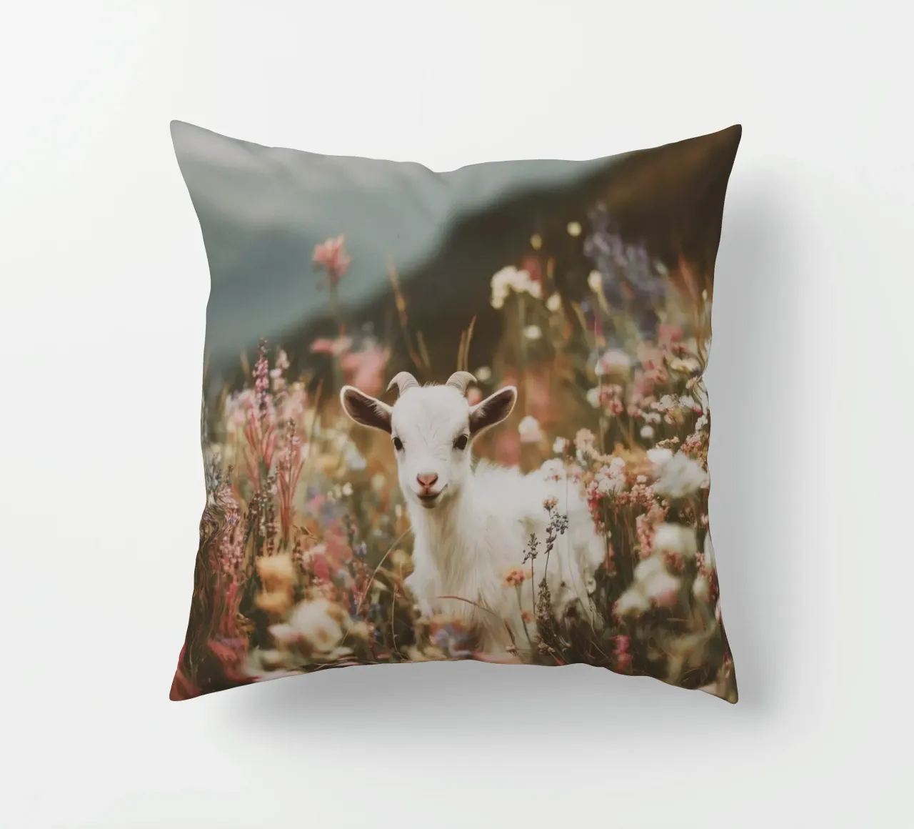 Goat In Bloom cuscino da treechild