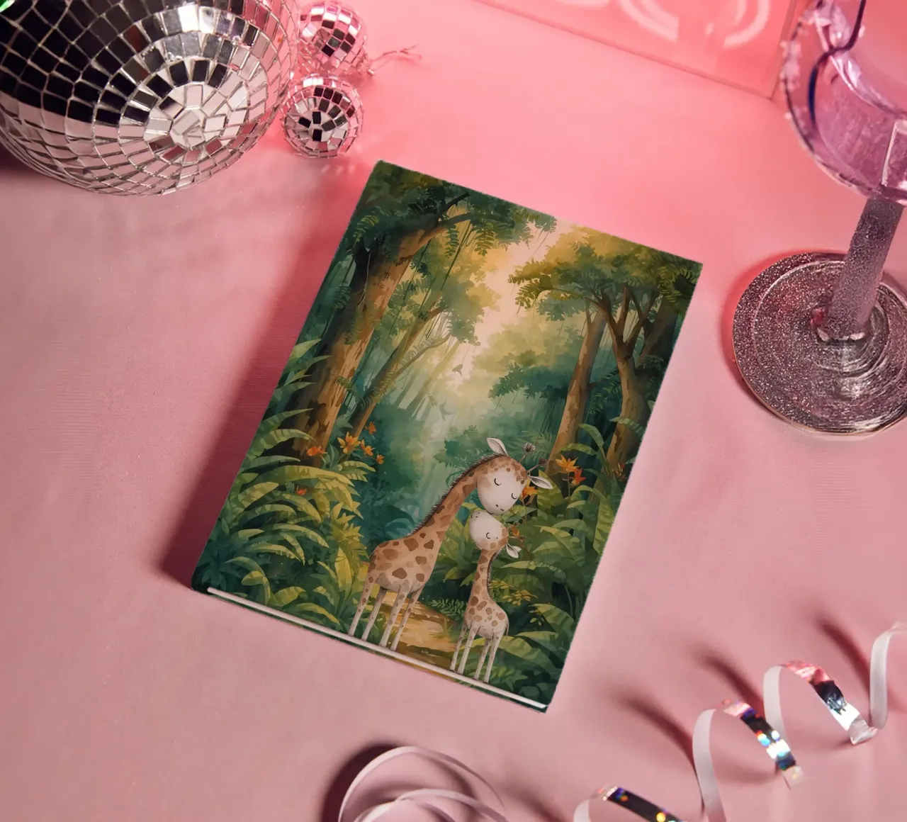 Giraffe pacifiche nel sentiero della foresta pluviale diario da Doodle Dreams Art