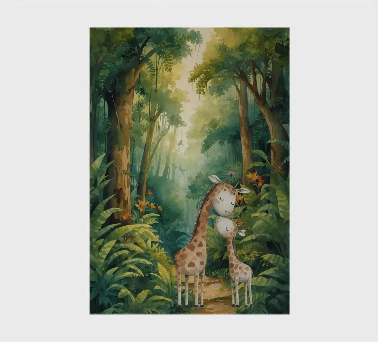 Giraffe pacifiche nel sentiero della foresta pluviale diario da Doodle Dreams Art