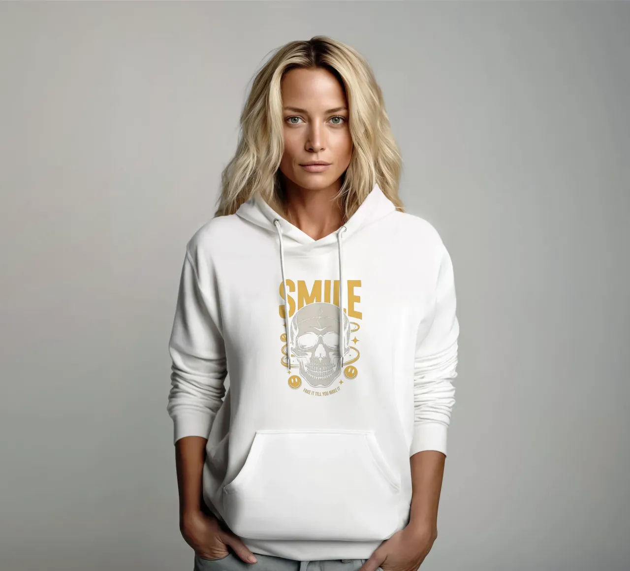 Smile - Teschio e smile, umorismo nero felpa con cappuccio da Plain Thoughts