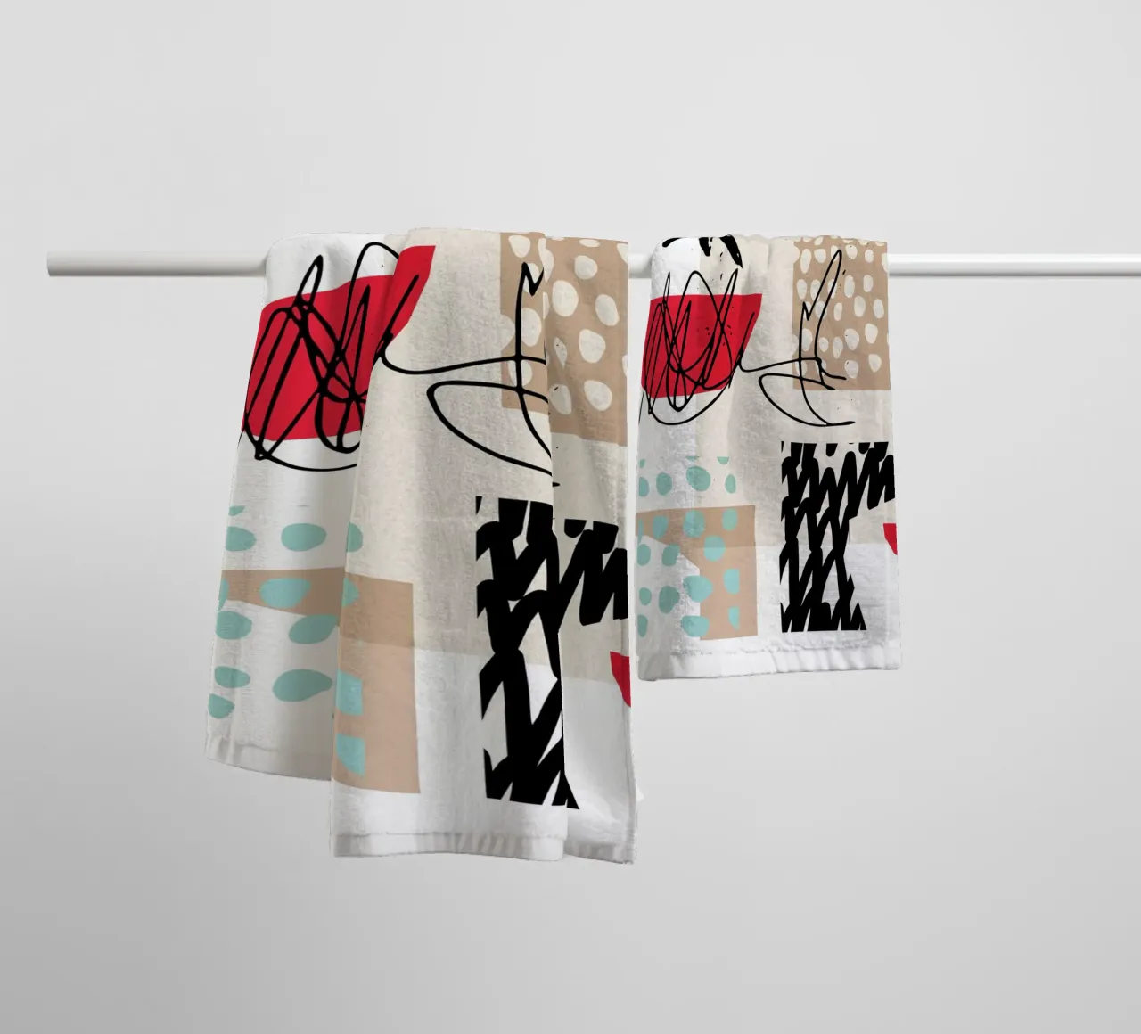 Rosso Astratto asciugamano da bagno da Kim Hubball Studio