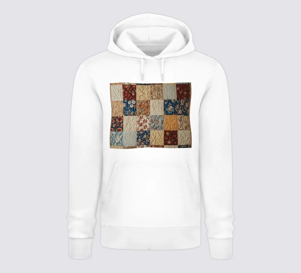 Trapunta patchwork con quadrati floreali e trapuntati felpa con cappuccio da DesignDoodle