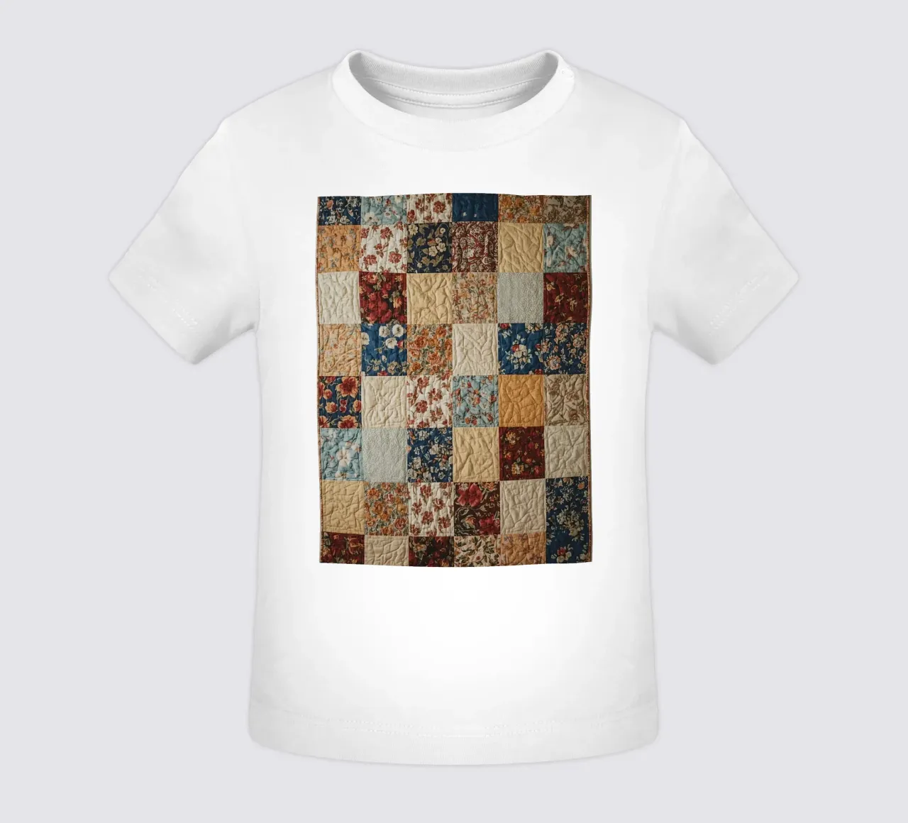 Trapunta patchwork con quadrati floreali e trapuntati maglietta neonato da DesignDoodle