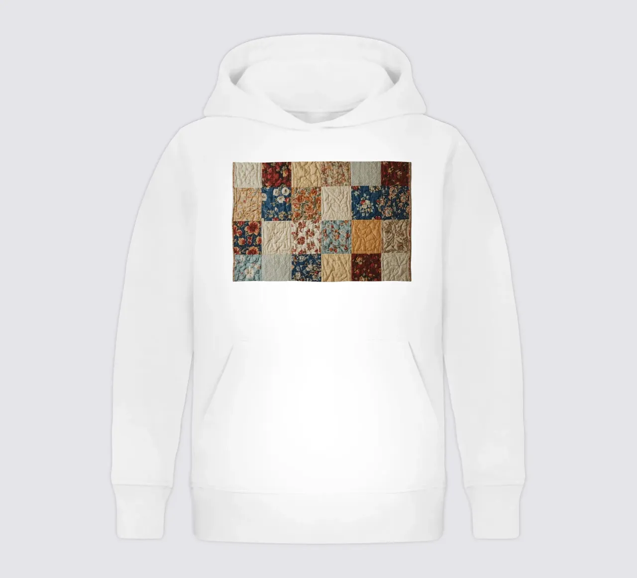 Trapunta patchwork con quadrati floreali e trapuntati felpa bambino con cappuccio da DesignDoodle