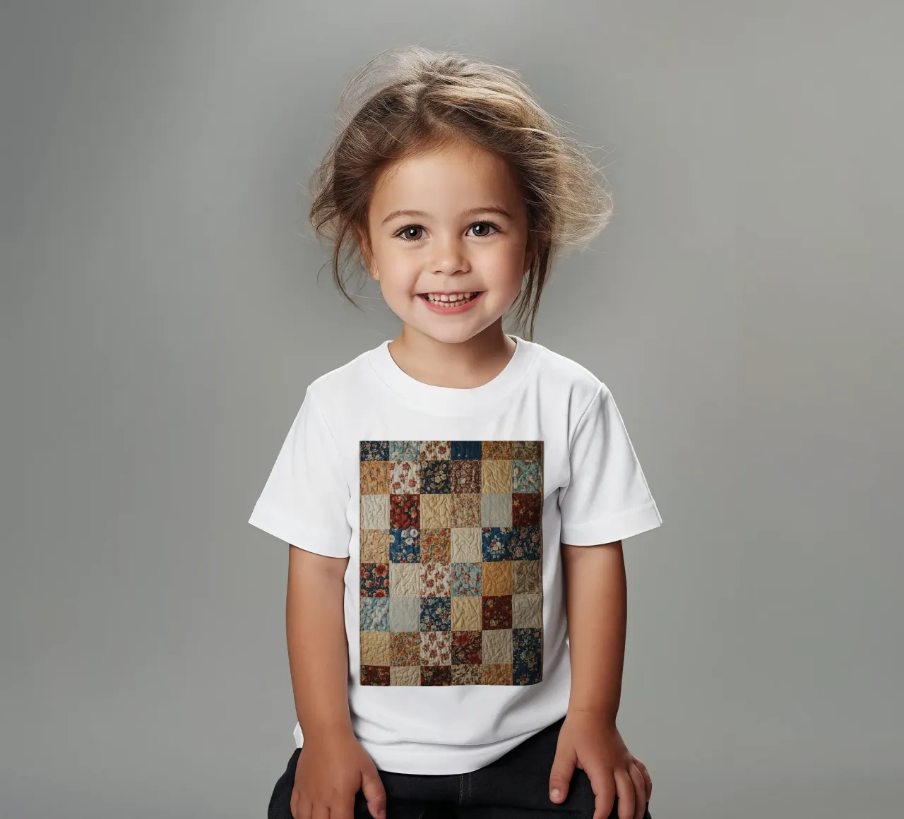 Trapunta patchwork con quadrati floreali e trapuntati t-shirt bambini da DesignDoodle
