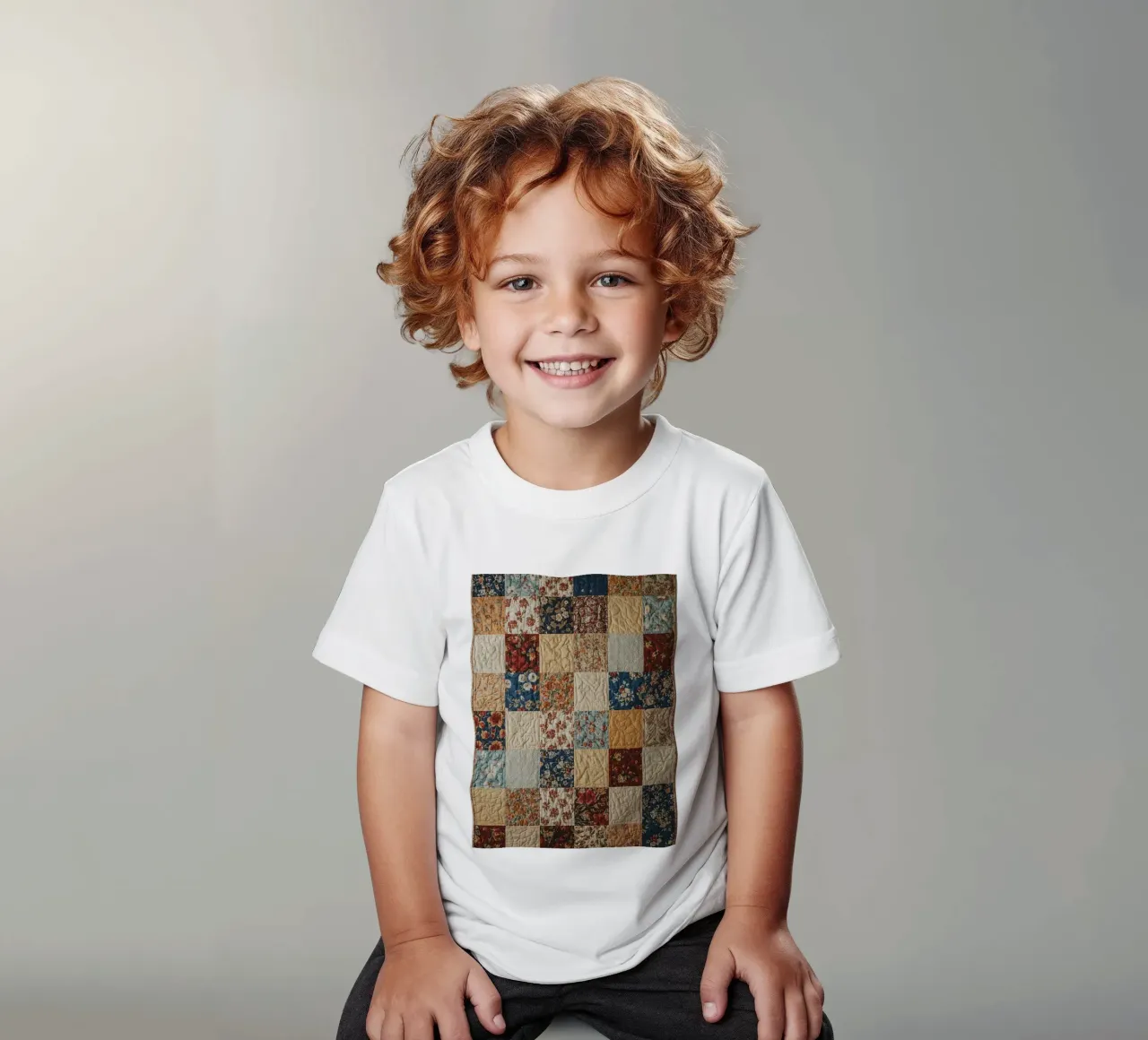 Trapunta patchwork con quadrati floreali e trapuntati t-shirt bambini da DesignDoodle