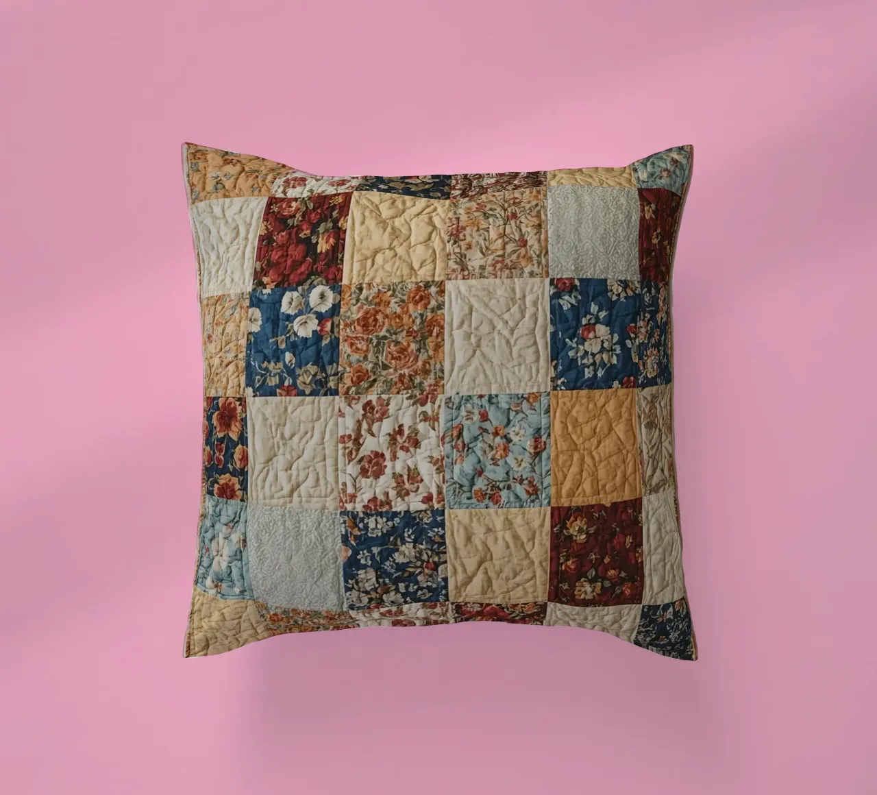 Trapunta patchwork con quadrati floreali e trapuntati cuscino da DesignDoodle