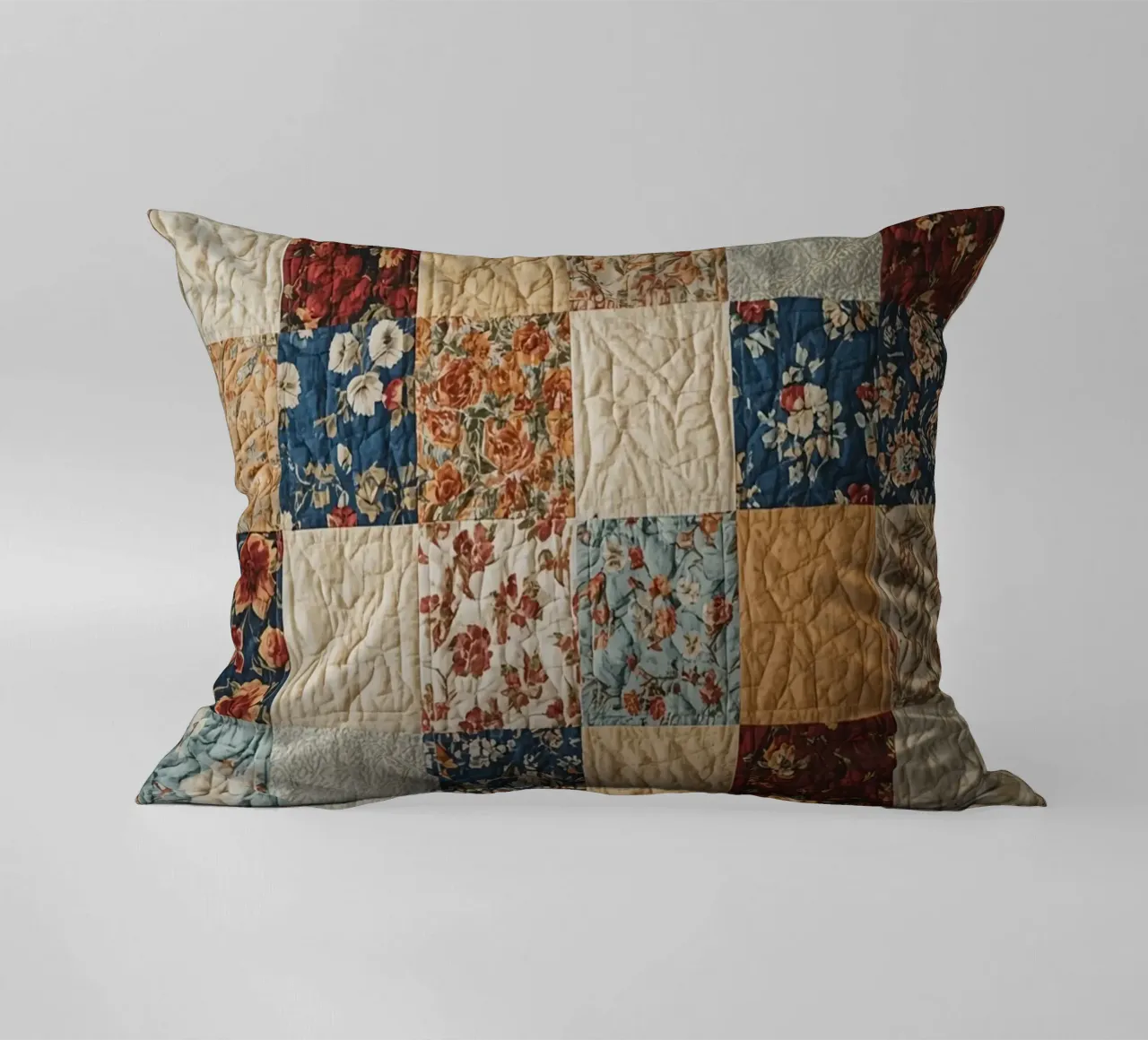 Trapunta patchwork con quadrati floreali e trapuntati cuscino da DesignDoodle