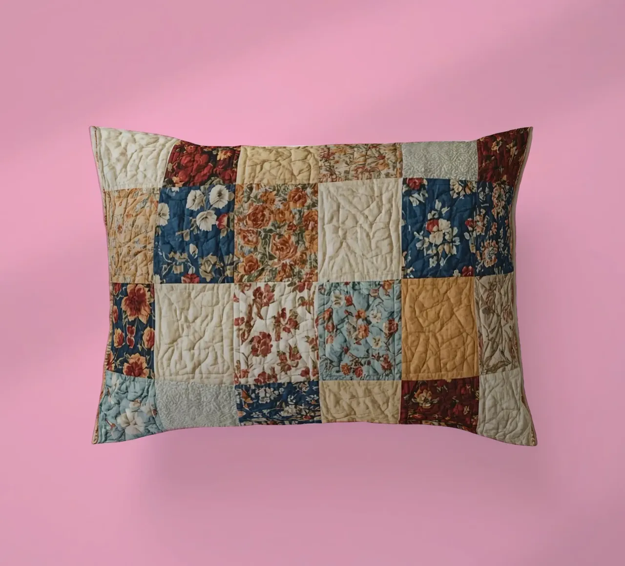 Trapunta patchwork con quadrati floreali e trapuntati cuscino da DesignDoodle