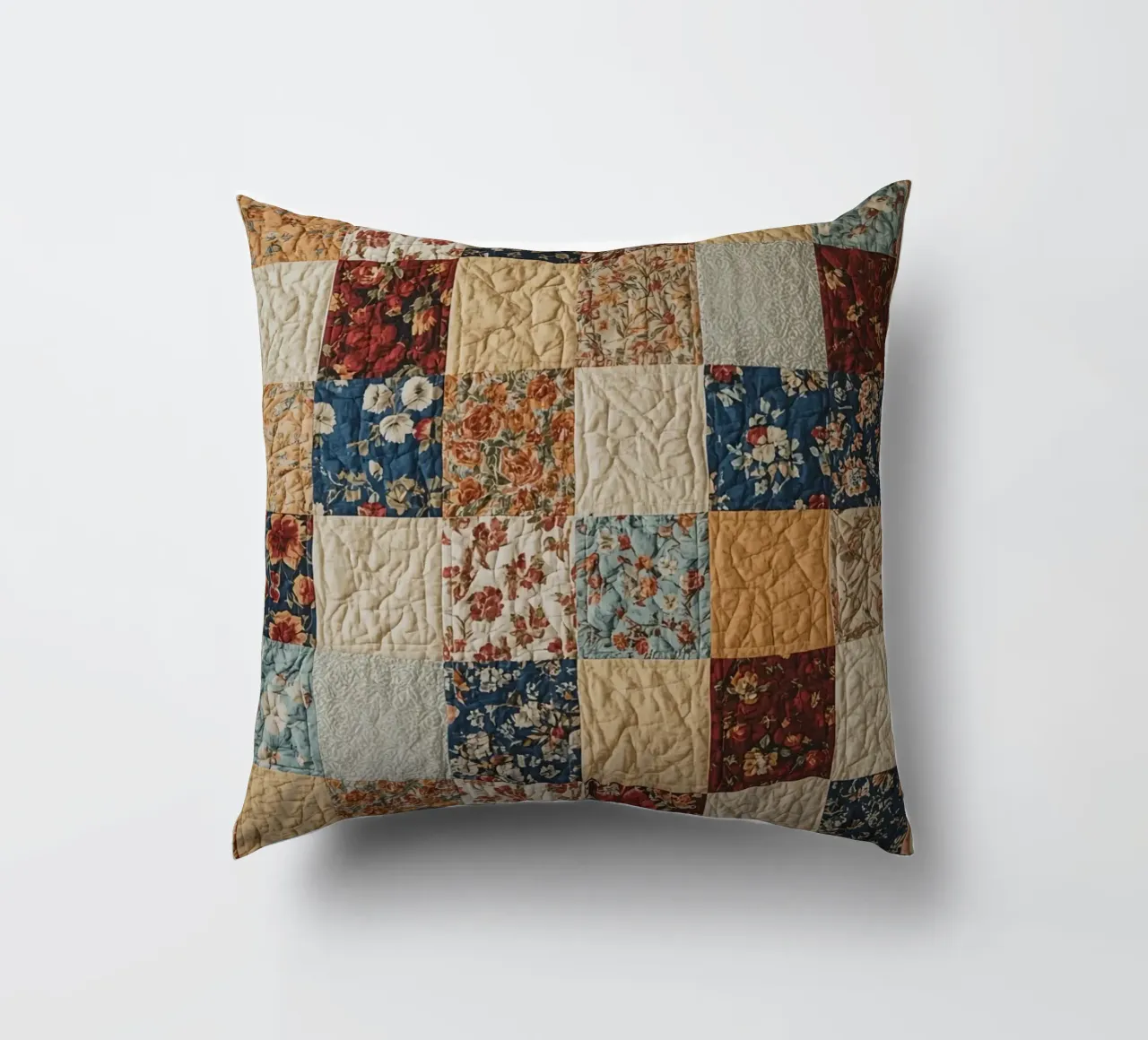Trapunta patchwork con quadrati floreali e trapuntati cuscino da DesignDoodle