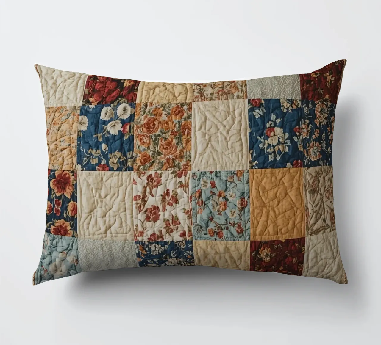 Trapunta patchwork con quadrati floreali e trapuntati cuscino da DesignDoodle