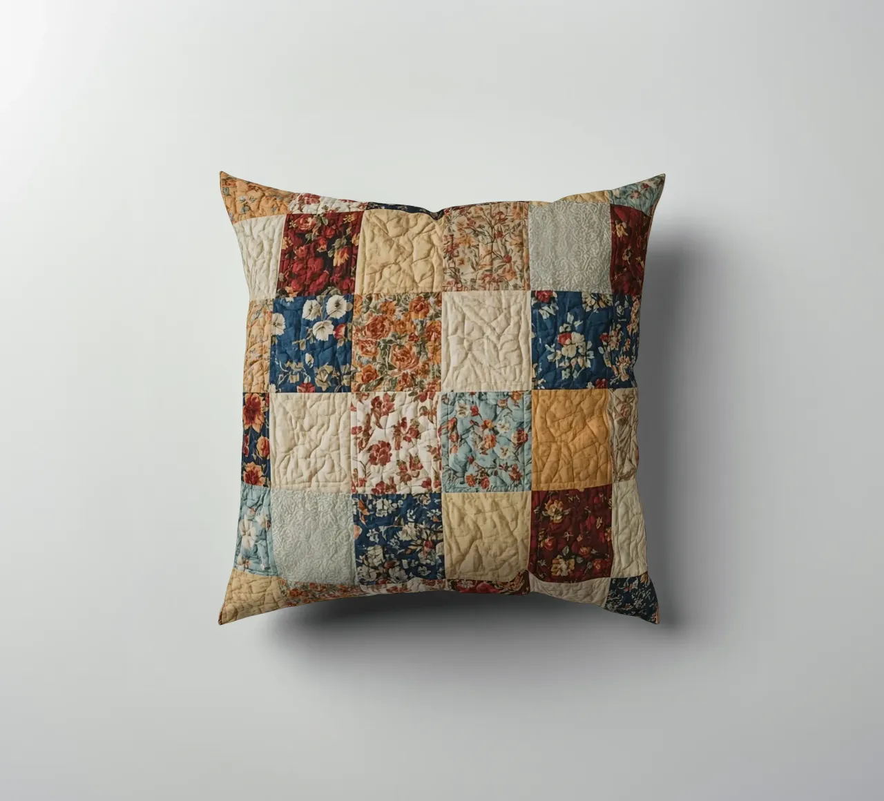 Trapunta patchwork con quadrati floreali e trapuntati cuscino da DesignDoodle