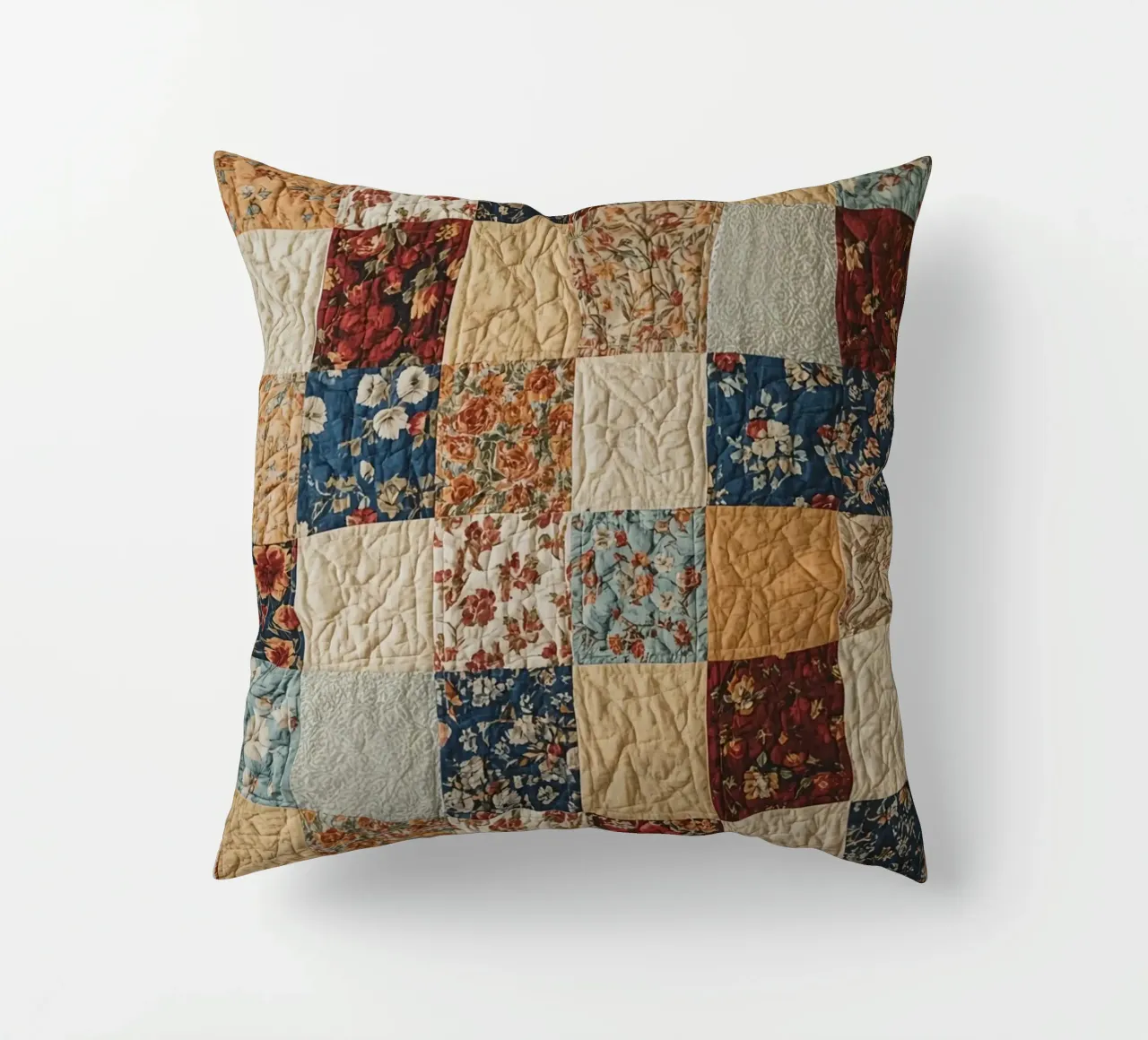 Trapunta patchwork con quadrati floreali e trapuntati cuscino da DesignDoodle