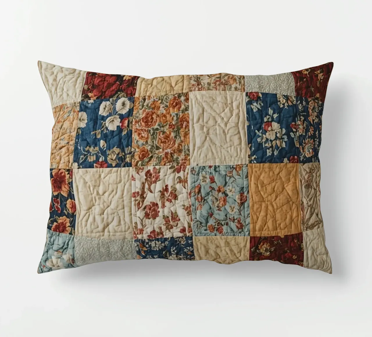 Trapunta patchwork con quadrati floreali e trapuntati cuscino da DesignDoodle