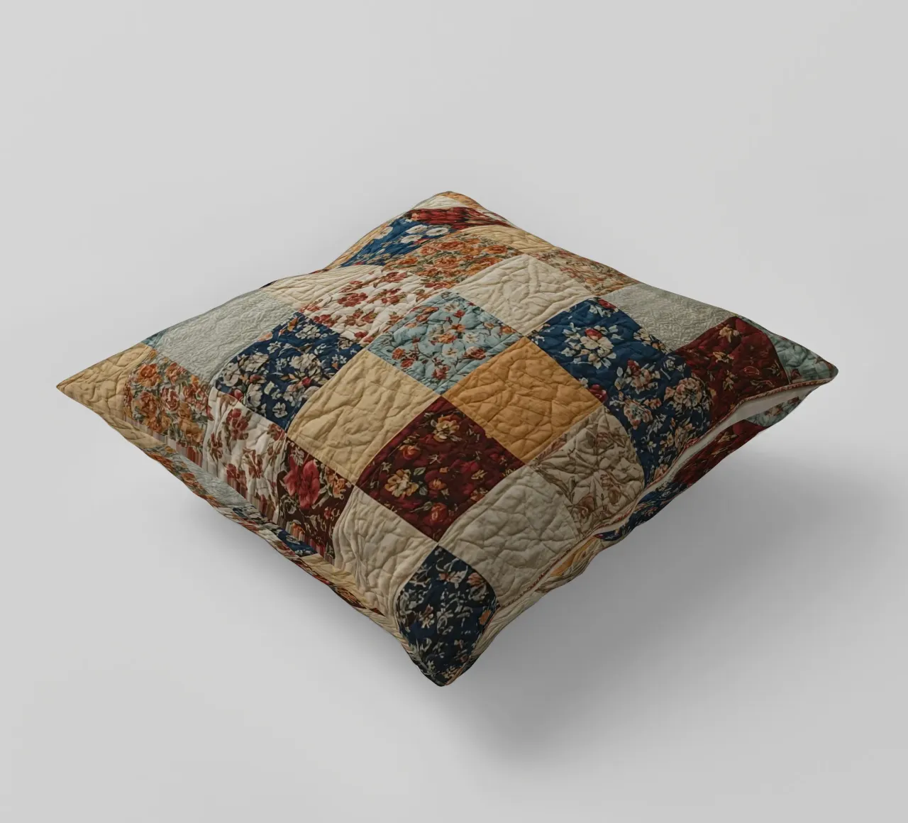 Trapunta patchwork con quadrati floreali e trapuntati cuscino da DesignDoodle