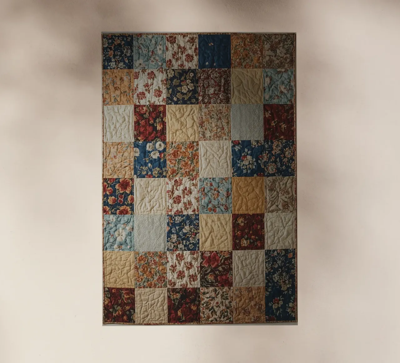 Trapunta patchwork con quadrati floreali e trapuntati pellicola backlit da DesignDoodle
