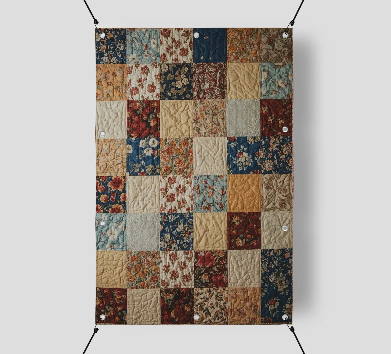 Trapunta patchwork con quadrati floreali e trapuntati telo in pvc da DesignDoodle