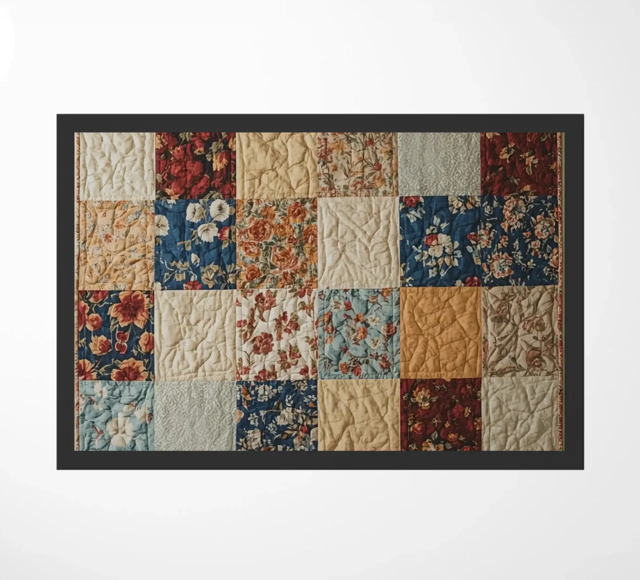 Patchwork Quilt with Floral and Quilted Squares doormat by DesignDoodle
