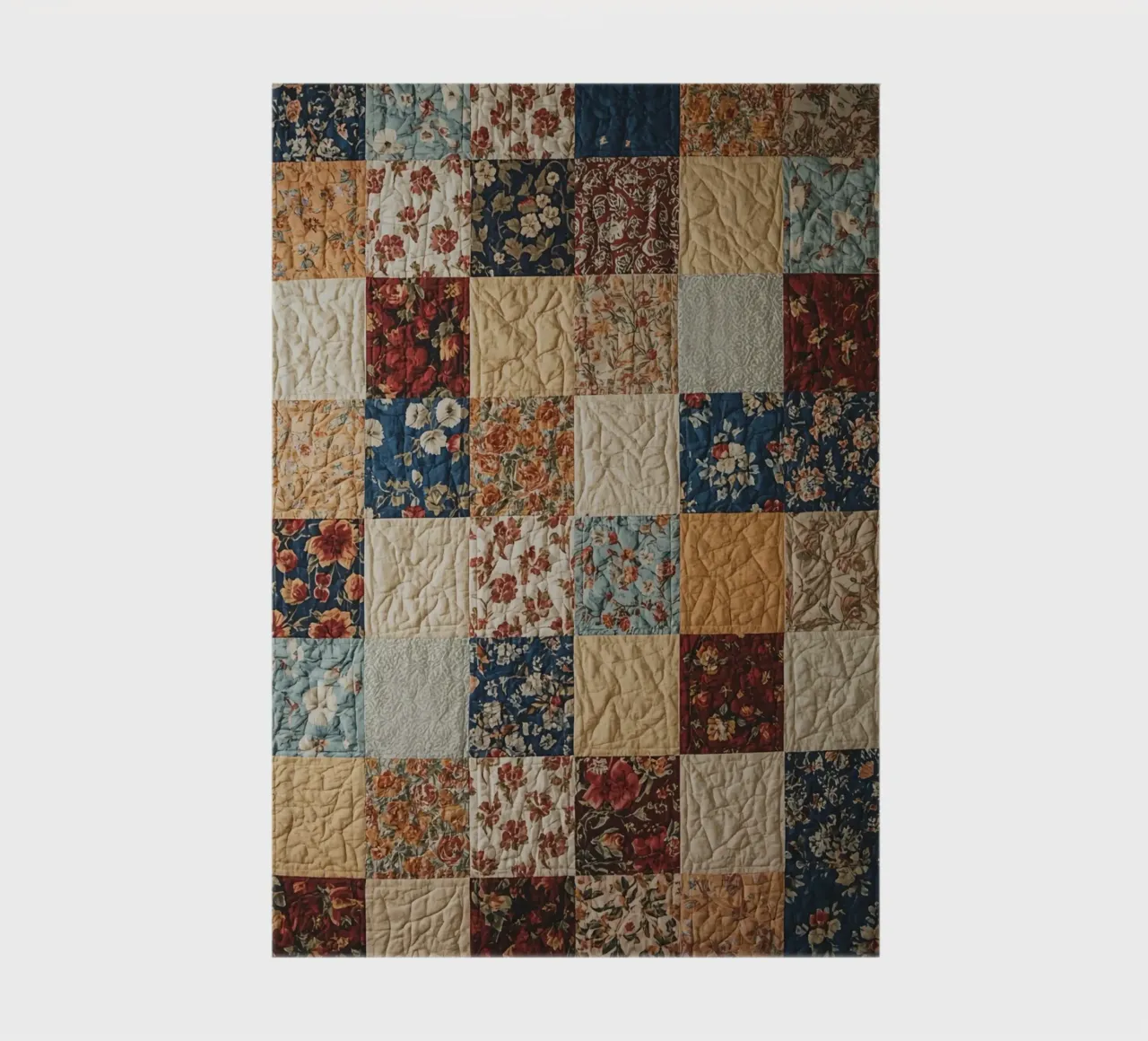 Trapunta patchwork con quadrati floreali e trapuntati diario da DesignDoodle