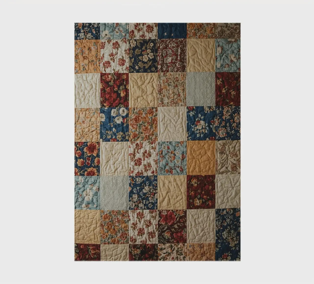 Trapunta patchwork con quadrati floreali e trapuntati diario da DesignDoodle