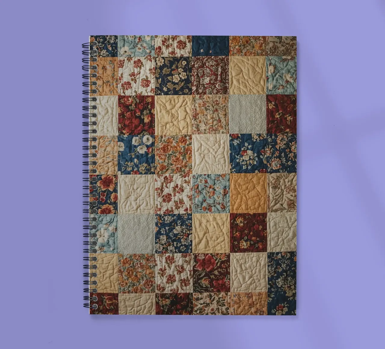 Patchwork Quilt with Floral and Quilted Squares spiral notebook by DesignDoodle